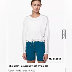 Lululemon Long Sleeve White Tie Top